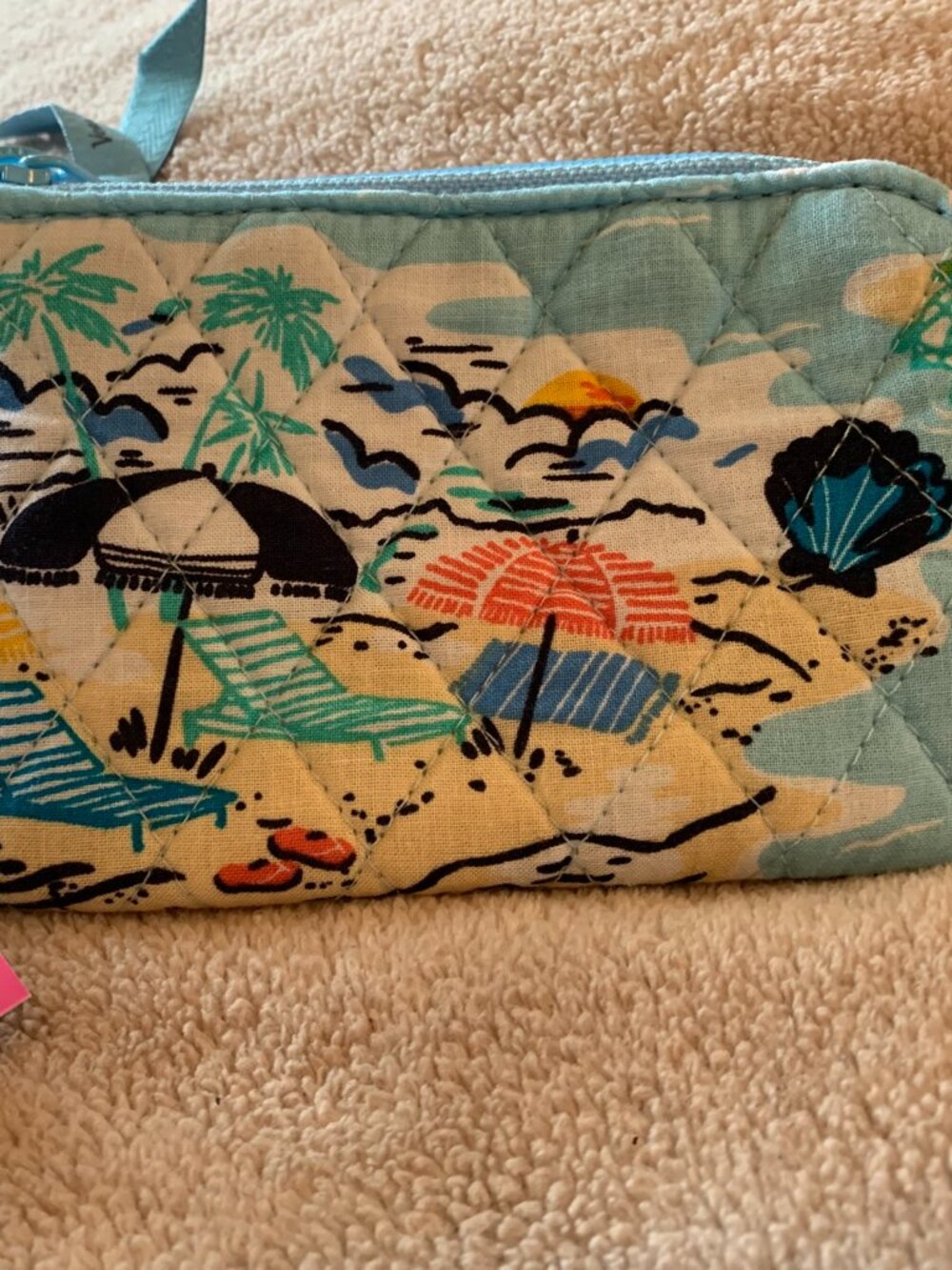 Vera Bradley RFID Zip Top ID Case Wristlet Wallet actual Beach Treasures
